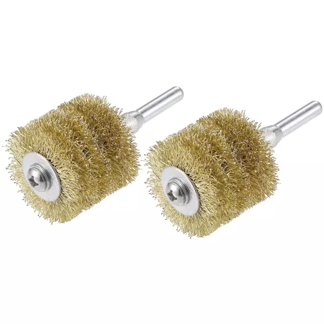 Wire Wheel Brush, 1.57" X 1.34" Stainless Steel Brass Plated Coarse Crimped Wire