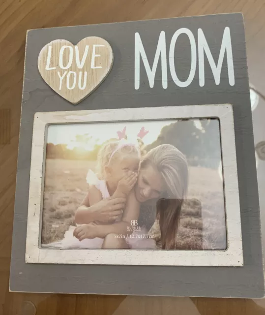 Love You Mom Beautiful Wood Picture Frame 5x7 in/12x18 cm New Burnes of Boston