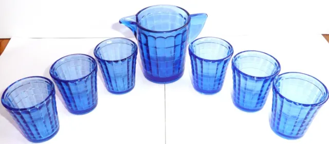 Akro Agate - Disc & Panel Transparent Cobalt Blue Water Set - 7 Piece