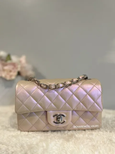 NWT🦄 CHANEL 21K Classic Mini Rectangular Flap Calfskin Iridescent Pink Bag  SHW $7,450.00 - PicClick