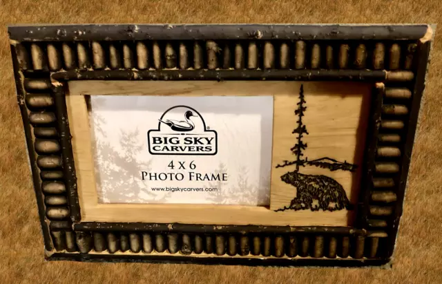 Big Sky Carvers Pine Twig Picture Frame 4" x 6" Bear picture Rustic Cabin Decor