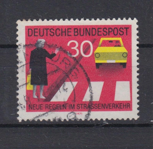 Bund 673 I mit Plattenfehler Neue Regeln im Starßenverkehr 30 Pf gestempelt /4