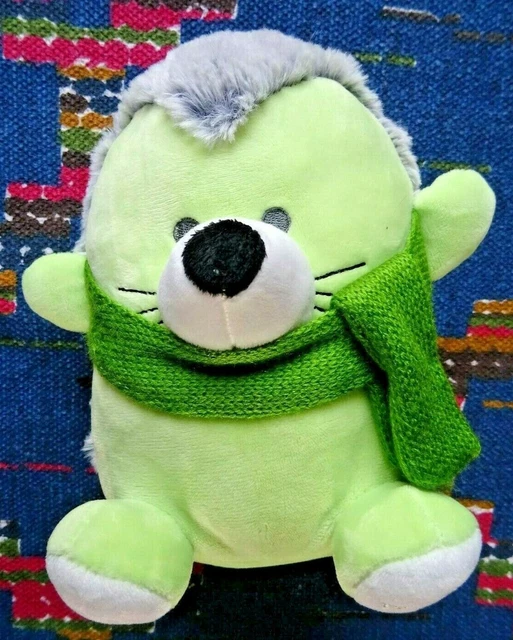 Jb3/ Doudou Marionnette A Derma  Herisson Vert Gris Derma Doux 20 Cm Etat Neuf