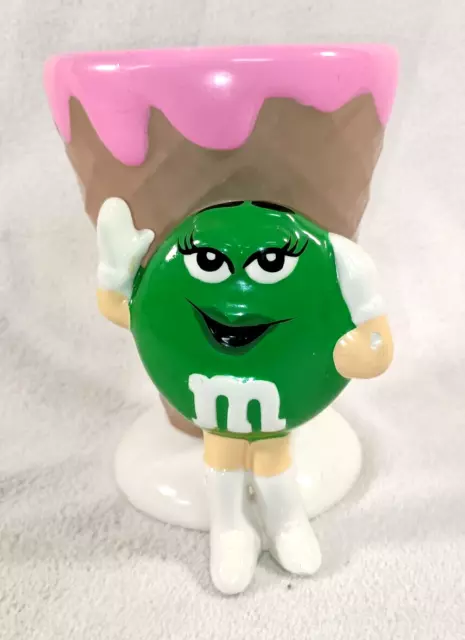 M&M's Green Ice Cream Cone Sundae Ceramic Plant Holder Candy Dish Galerie