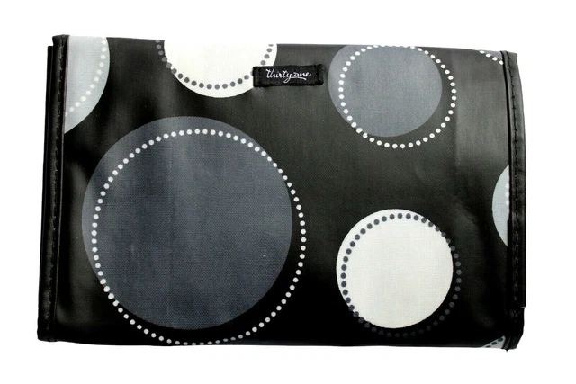 Thirty One Organizer Tri Fold N Go Note Pad Tablet Pouch Black White Polka Dots Thirty One Organizer Tri Fold N Go Note Pad Tablet Pouch Black White Polka Dots