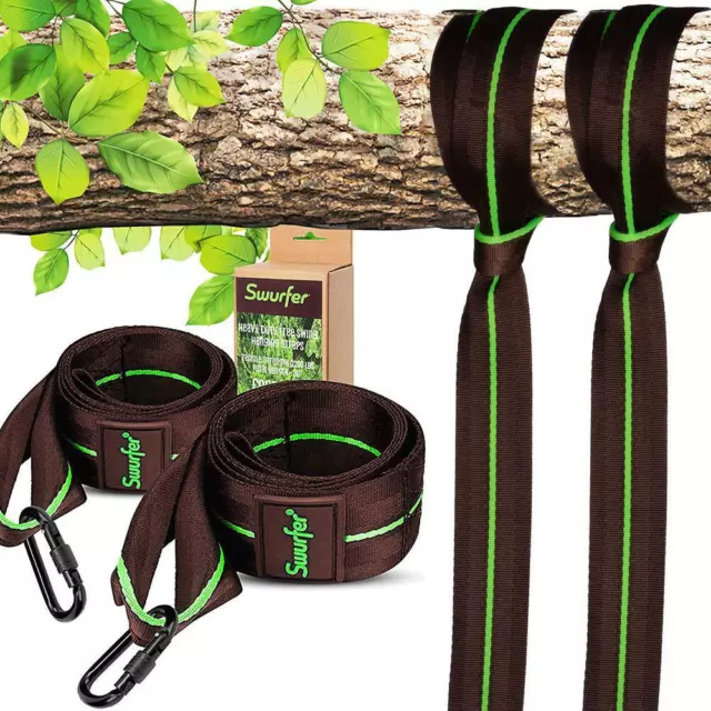 Swurfer Hammock Tree Hanging Straps Kit Heavy Duty 5 ft. Strap x 2 Carabiners