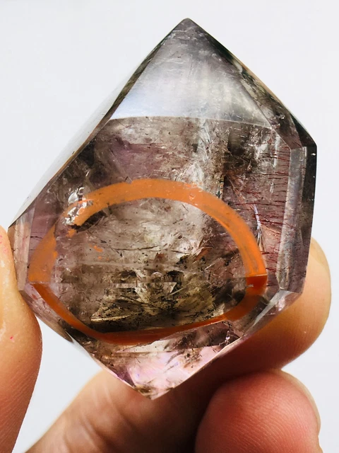TOP NATURAL Amethyst Super Seven MOVING Water Bubble Enhydro QUARTZ Crystal 29g