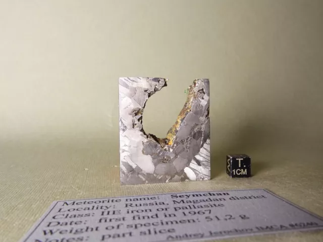 meteorite pallasite SEYMCHAN, etched iron slice 51,2 g