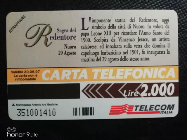 Scheda Telefonica Prp 259 "Sagra del Redentore 29.08.97 - Nuoro" Anno 1997 2