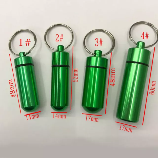 Mini Waterproof Metal Keychain Portable Pill Bottle Key Ring Outdoor Travel