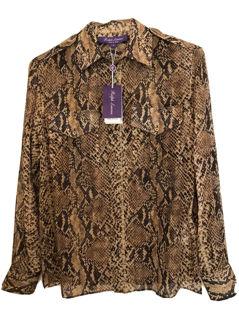 NWT Polo Purple Label snakeskin  print silk blouse size 2