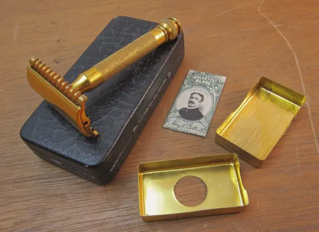 Pat. 1920. Gillette Comb De Safety Razor : Gold Tone, Ball End .3 Pcs.
