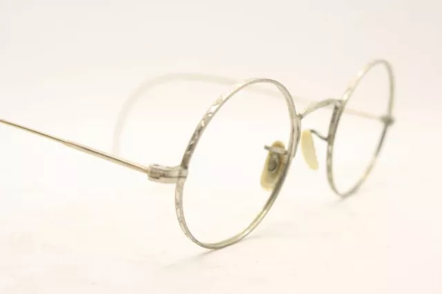 Vintage Eyeglasses Silver Tone Round Antique Spectacles 3