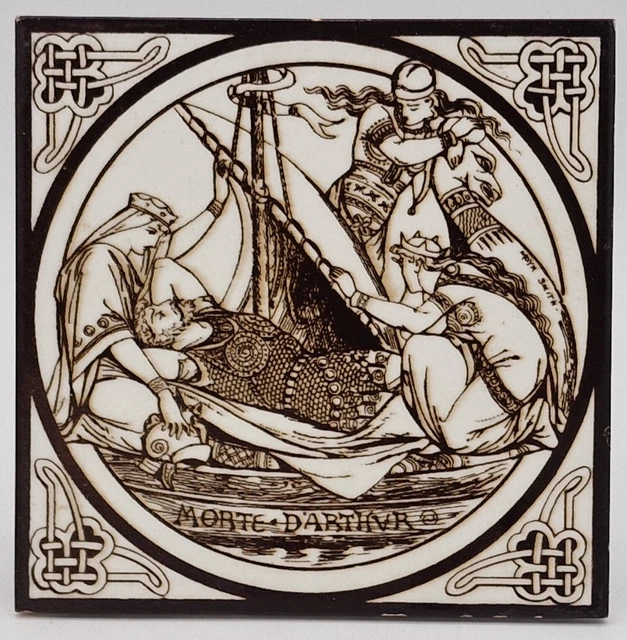 Minton Fireplace Tile Tennysons Idylls of The King Morte D'Arthur C1876