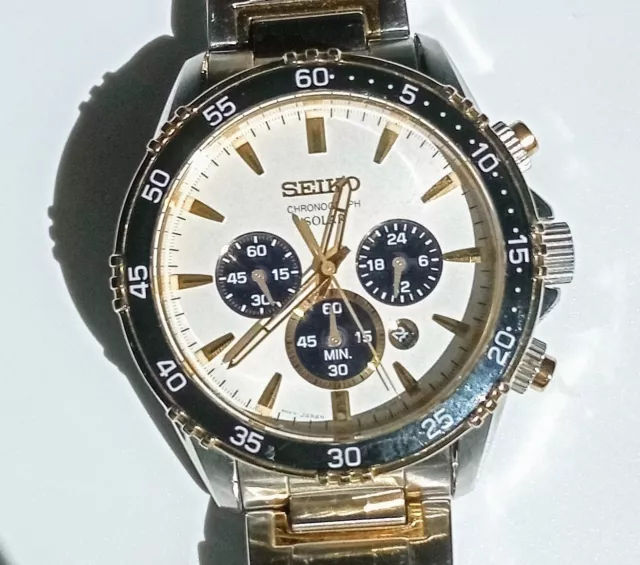 Seiko SSC446 Core Chronograph V175-0DH0 Orologio solare da uomo bicolore