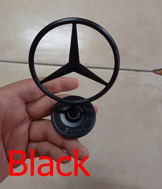 Fits Mercedes Benz C E S Series 3D Front Star Hood Logo Bright Black Emblem Badg