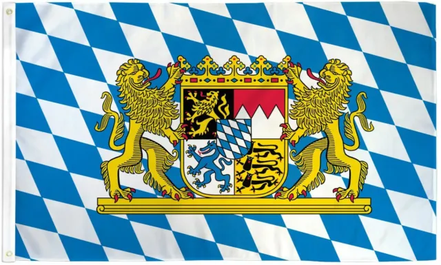 3x5 Bavarian Lions and Crest Oktoberfest Octoberfest Bavaria Germany Flag 3'x5'
