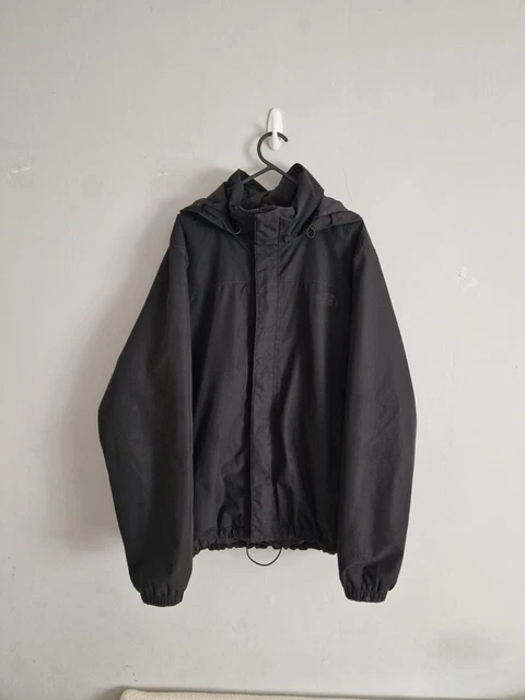 The North Face Hyvent Black Polyester Padded Rain Coat Packable Hood Size M