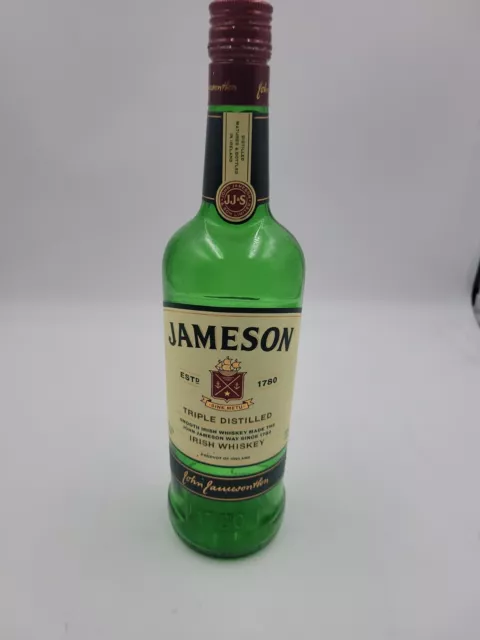 Jameson Irish Whiskey 750 ml Empty Glass Bottle Metal Screw Top