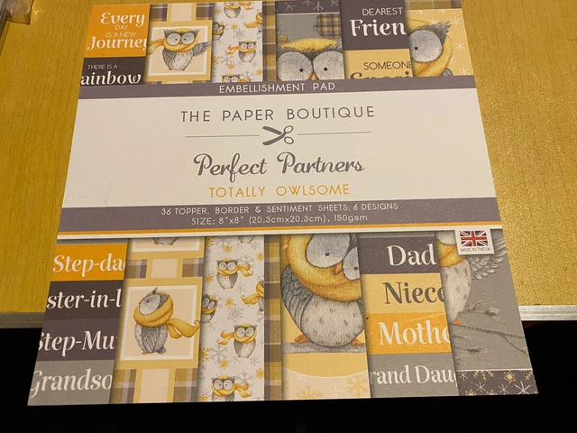 The Paper Boutique - Totally Owlsome Embellishment Pad - 8x8 36 Sheets - New