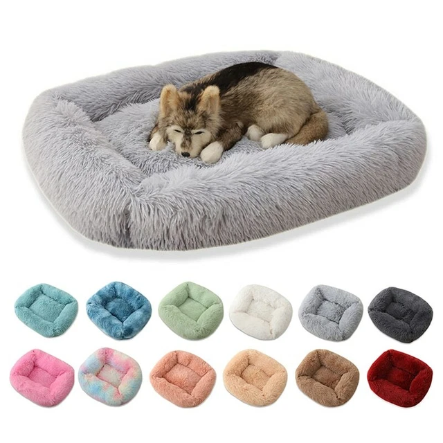 Bed Pet Fluffy Dog Cat Calming Sleeping Soft Plush Nest Warm Kennel Donut 11