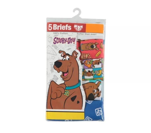 Scooby-Doo Boys Underwear Boxer Briefs Size 4 100% Cotton Briefs 5 Pack New Seal