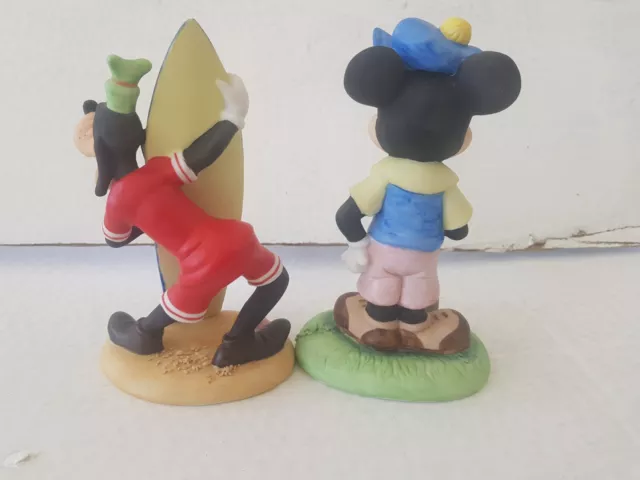 Vintage Walt Disney Productions Ceramic Figures Golf Mickey Mouse Goofy Surfing 3