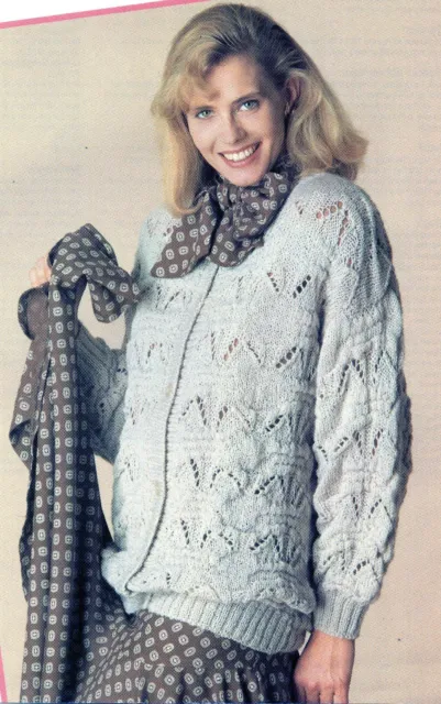 ~ Patons Knitting Pattern For Lady's Lovely Long Lacy Cardigan ~ 34" ~ 36" ~