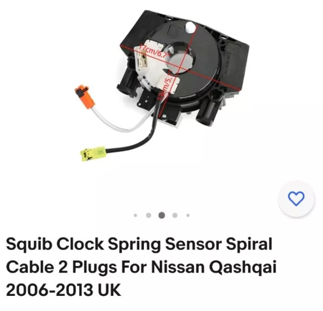 Squib Clock Spring Sensor Spiral Cable 2 Plugs For Nissan Qashqai 2006-2013 UK