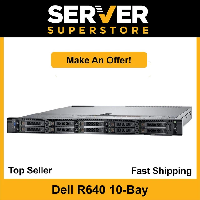 Serveur Dell PowerEdge R640 (8SFF) – 2x Xeon Gold 6148, 64GB RAM, Rails, 1 An Garantie
