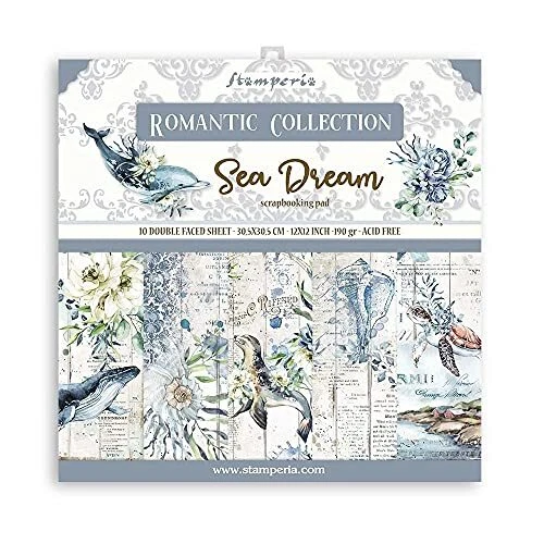 Almohadilla de álbum de recortes Stamperia 10 hojas - 30,5x30,5 (12""x12") - Romántico sueño marino