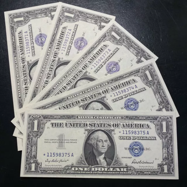 ✯1935/1957 $1 Silver Certificate UNC Lot ✯ CU Consecutive From Pack Old Estate ✯ 7