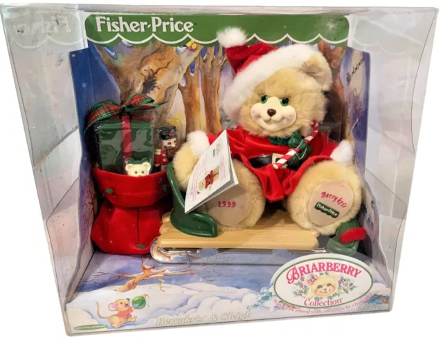 1999 Fisher Price Briarberry Bear Collection BerryKris & Sleigh - New In Box
