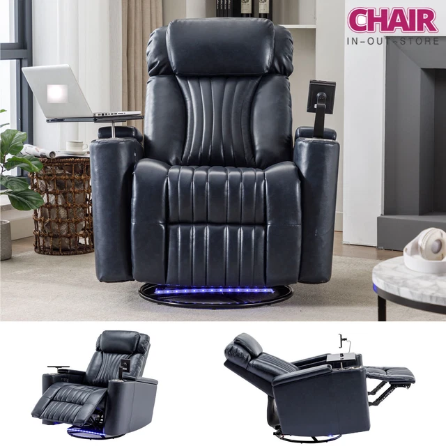 270° Power Swivel Rocker Recliner Sofa Couch 360° Tray Table w/ Cup Holder USB