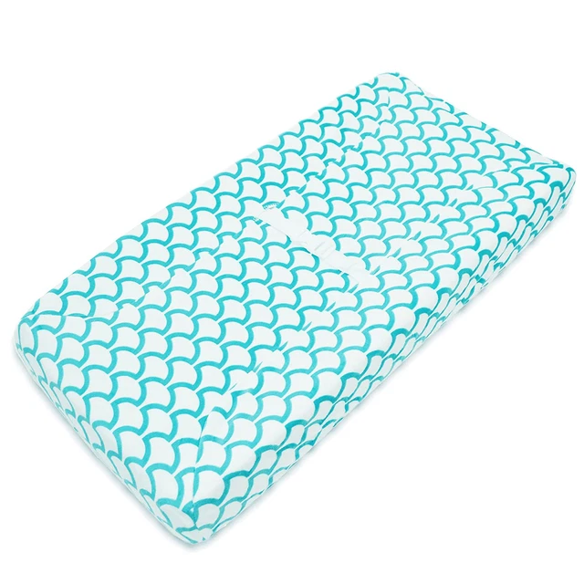 American Baby Company Heavenly Soft Chenille Contoured Changing Table Cover- Sea