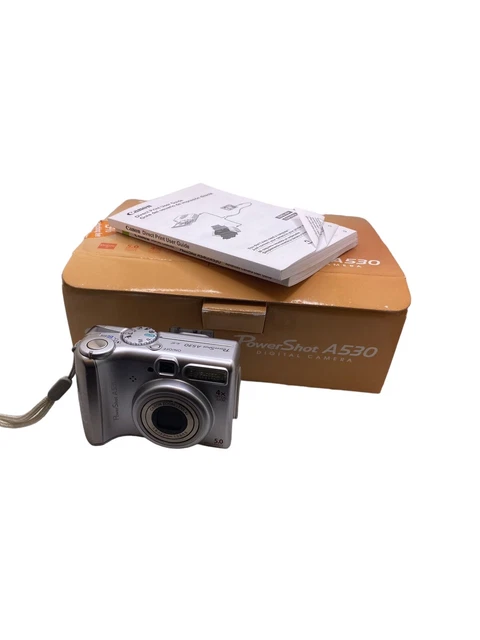 Cámara digital Canon PowerShot A530 5,0 MP probada/funciona con cables Og Box 16 GB CRD