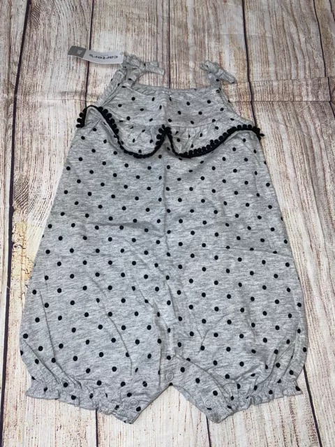 Carters 18 Months Gray Black Polka Dot Romper One Piece NEW