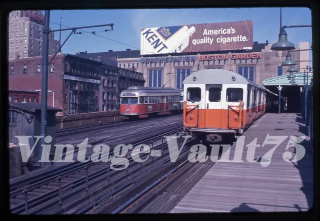 Original Slide Mbta Boston Transit Subway Trolley 3175 North Station 1975
