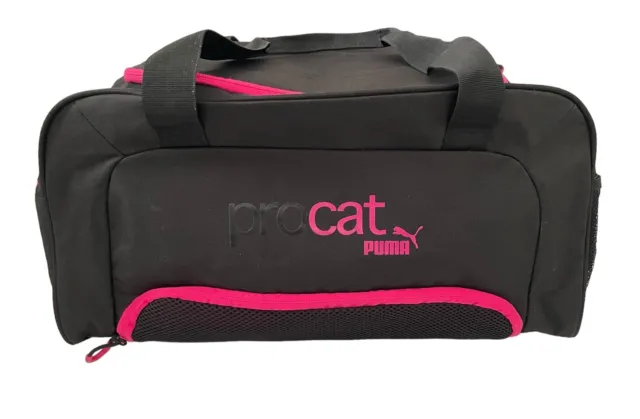 Puma Pro Cat Duffle Bag Tote Black with Pink Trimming and Inside Excellent Cond