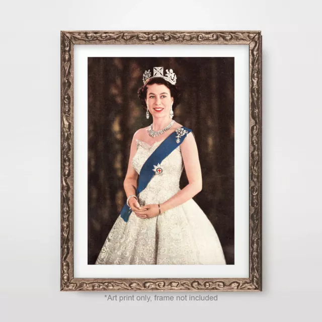 Queen Elizabeth II Memorial Vintage Portrait Art Print Poster 1953 Coronation