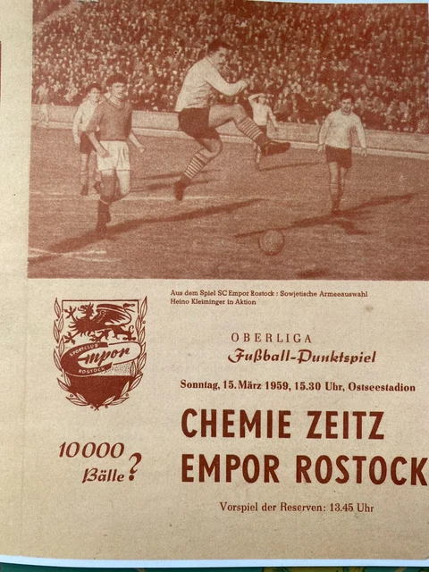 Programme Original De Foot RDA 1960 - SC Progress Weißenfels Vs BSG Chemie Zeitz