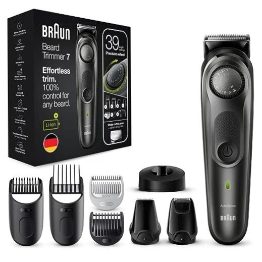 Braun BT7350 Barttrimmer mit Präzisionsrad 7 Aufsätzen 39 Längeneinstellungen