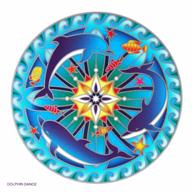 Dolphin Dance Sunseal Window Sticker Decal Stained Glass Car Bumper Door Art