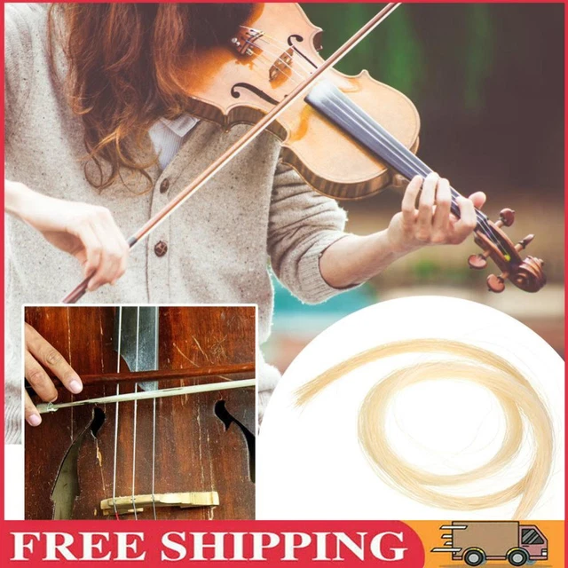 2 Hank Universal Yellow+White Stallion Horse Hair for Violin Bow Instrument Part