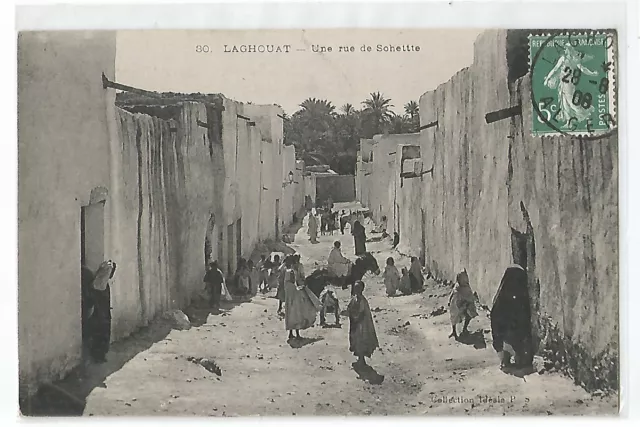 Cpa Algerie , Laghouat , Une Rue De Schettet
