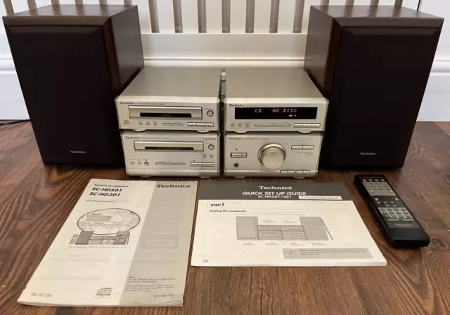 Technics SC-HD501/301 Mini Hi-Fi System +Manuals&Remote CD Tape Tuner Amp TESTED