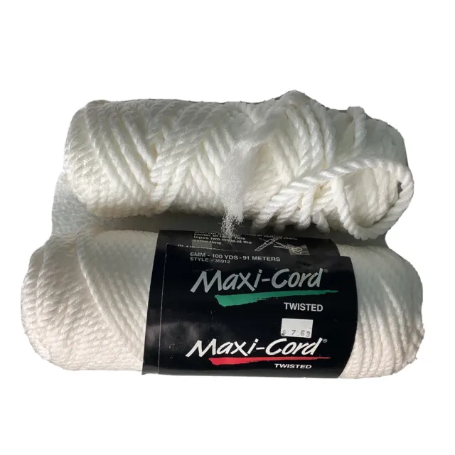 Macrame Craft Maxi Cord Lot 6mm Twisted 160 Yard 2 Skeins White Plant Hanger