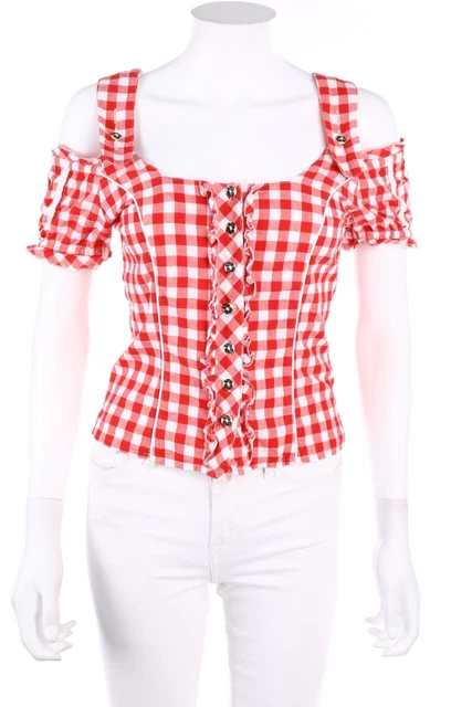 Camicia Dirndl Spieth & Wensky Oktoberfest a quadretti D 34 rossa