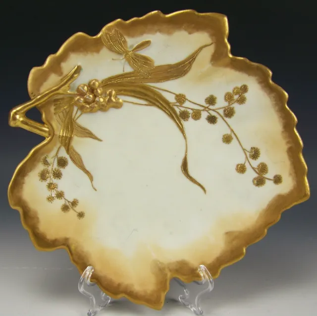 Leonard Vienna Raised Gold Butterfly Flower Molding Gold Leaf Shape Plate 1800 C