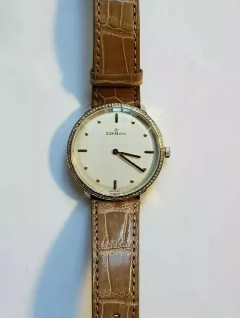 Shinola Gomelsky Diamond Watch With 36mm White Face & Beige Leather Band